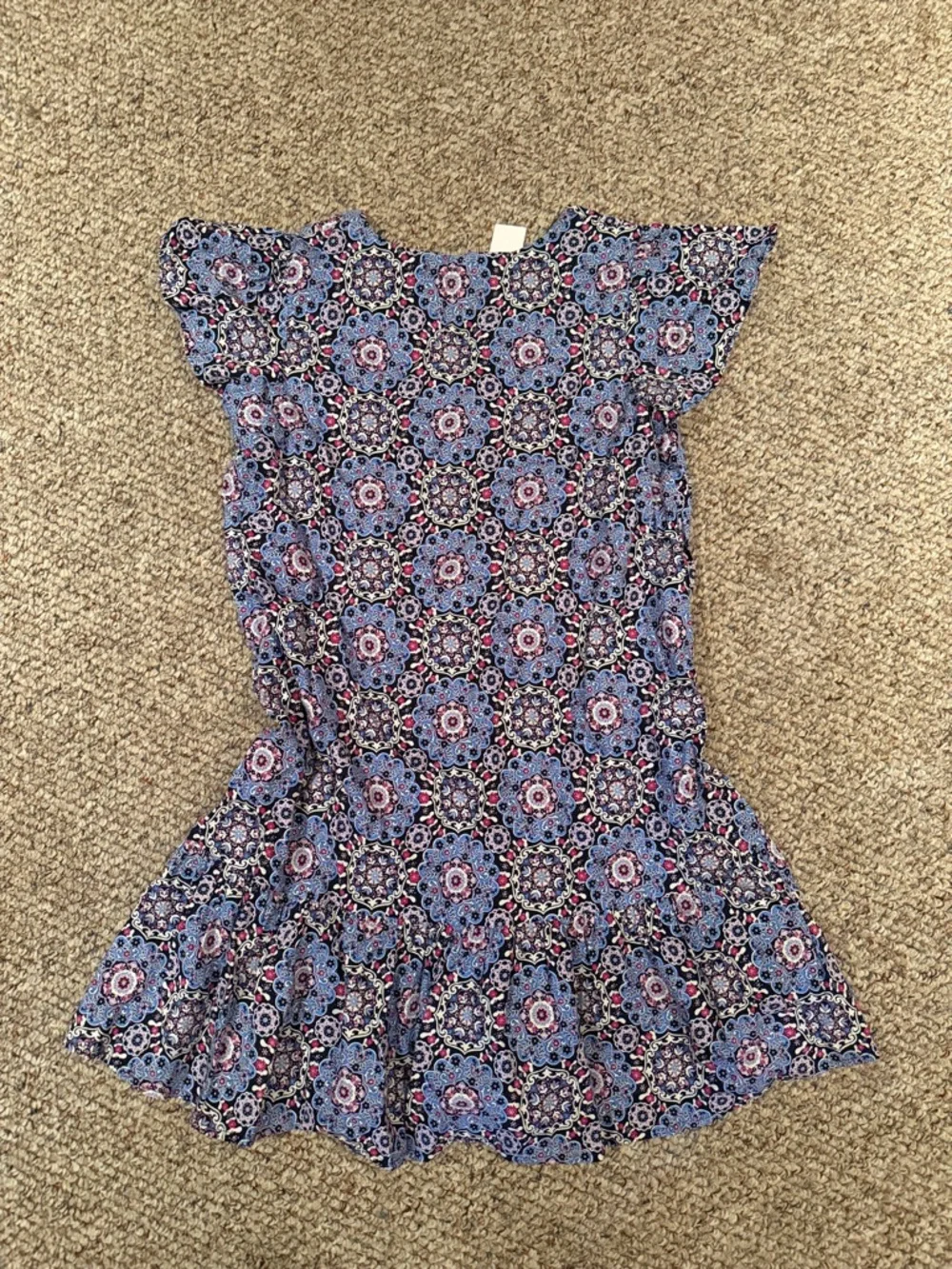 LOFT Blue Floral Medallion Mini Dress with Pink Highlights - Picture 8 of 9